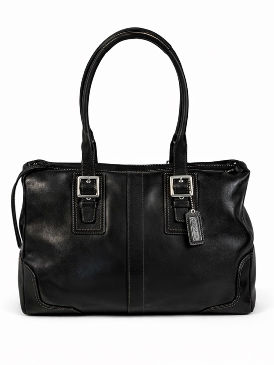 Coach Black Leather Satchel Shoulder Bag Buckle Classic Structured bag - Picture 10 of 10